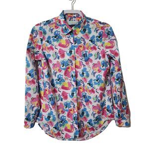 Morris Lady Liberty Art Fabrics Button-Up Shirt Colorful Cotton Size 38 US 8/10